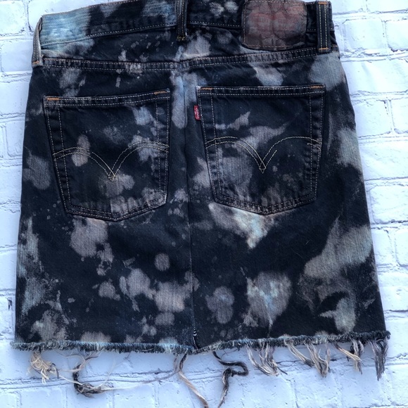 Hand Dyed and Distressed Levi’s Denim Skirt - Picture 2 of 2